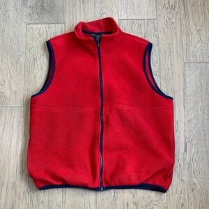 Vintage LL Bean Outdoor Men’s Medium Fleece Full Zipper Vest Made USA Red